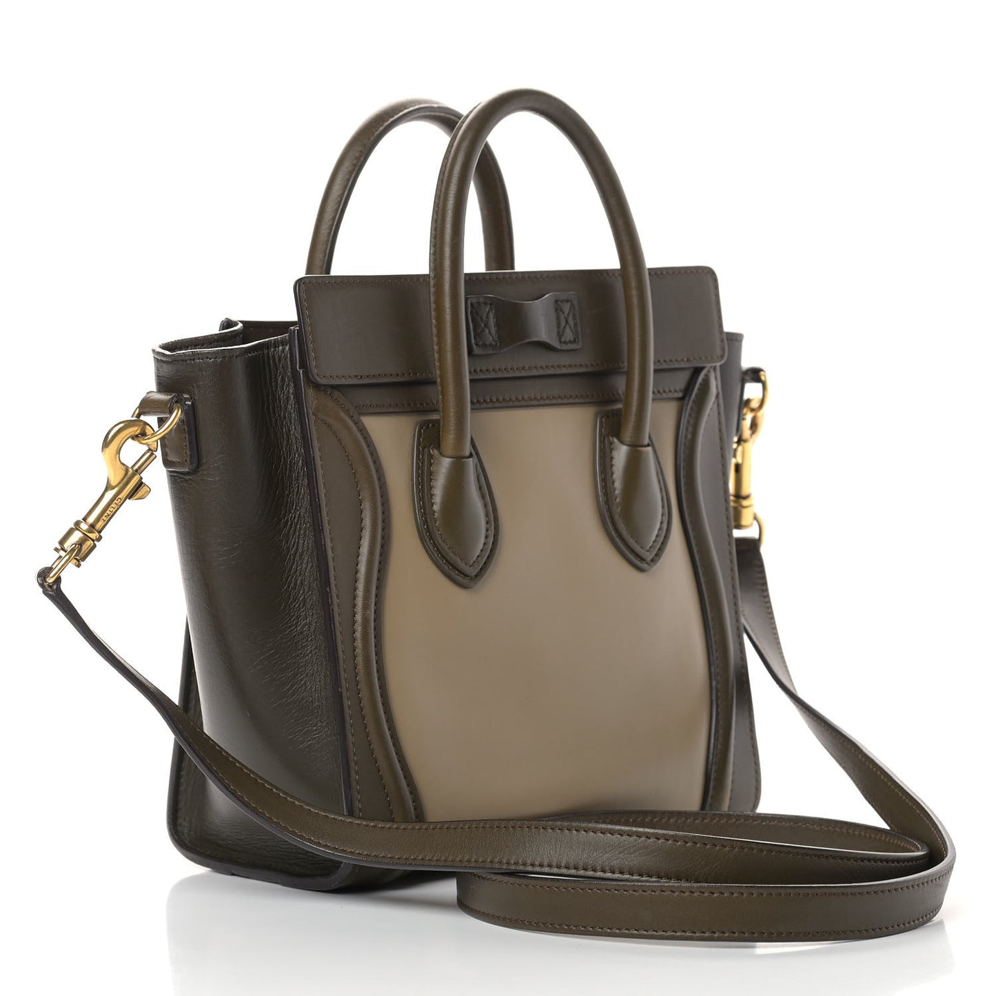 Smooth Calfskin Nano Tri-Color Luggage Khaki