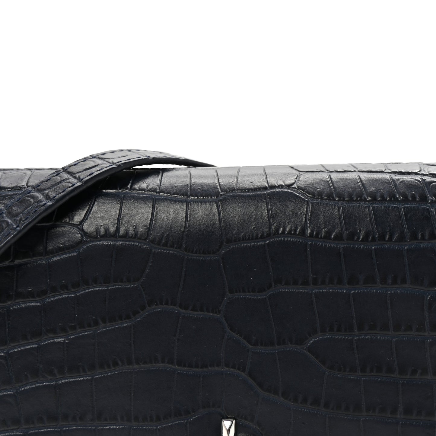 Calfskin Crocodile Embossed Palace Crossbody Navy