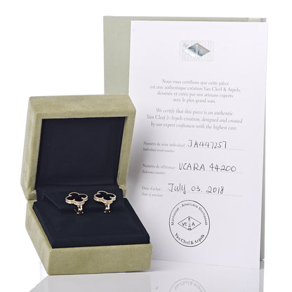 Van Cleef & Arpels 18K Yellow Gold Black Onyx Vintage Alhambra Earrings 5 of 5