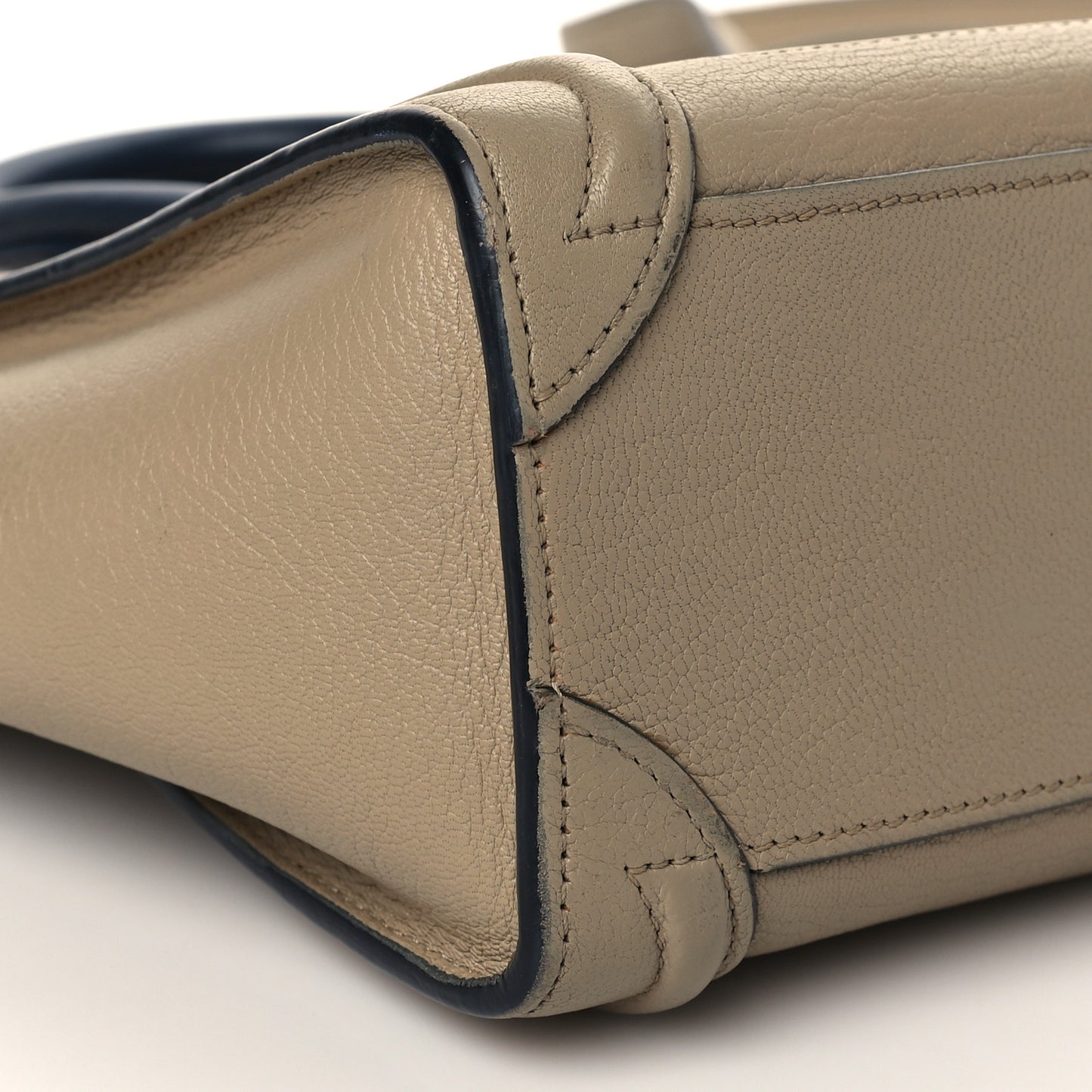 Drummed Calfskin Bi-Color Nano Luggage Navy Dune