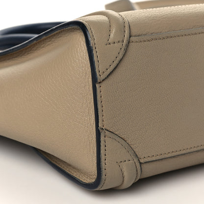 Celine Drummed Calfskin Bi-Color Nano Luggage Navy Dune 9 of 10