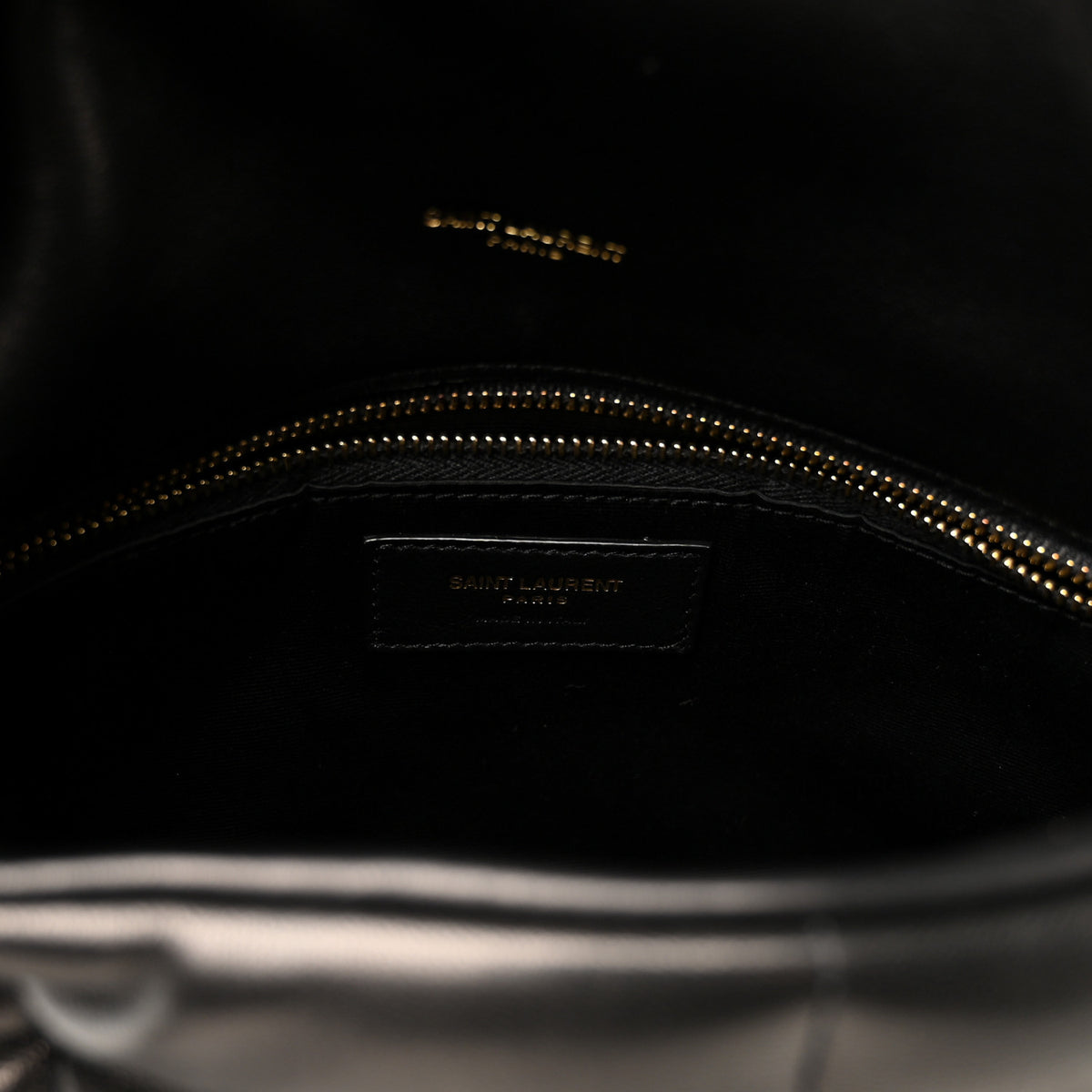 Lambskin Quilted Small Loulou Puffer Monogram Chain Satchel Black