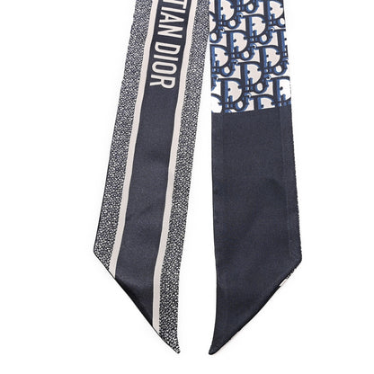 Christian Dior Silk Oblique Mitzah Scarf Blue 2 of 3