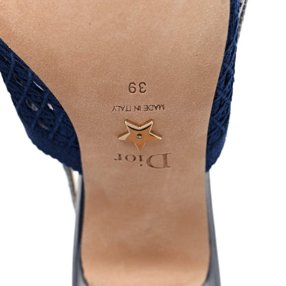 Christian Dior Cotton Lambskin Mesh Cannage Dior & Moi Slingback 70mm Pumps 39 Navy 7 of 8