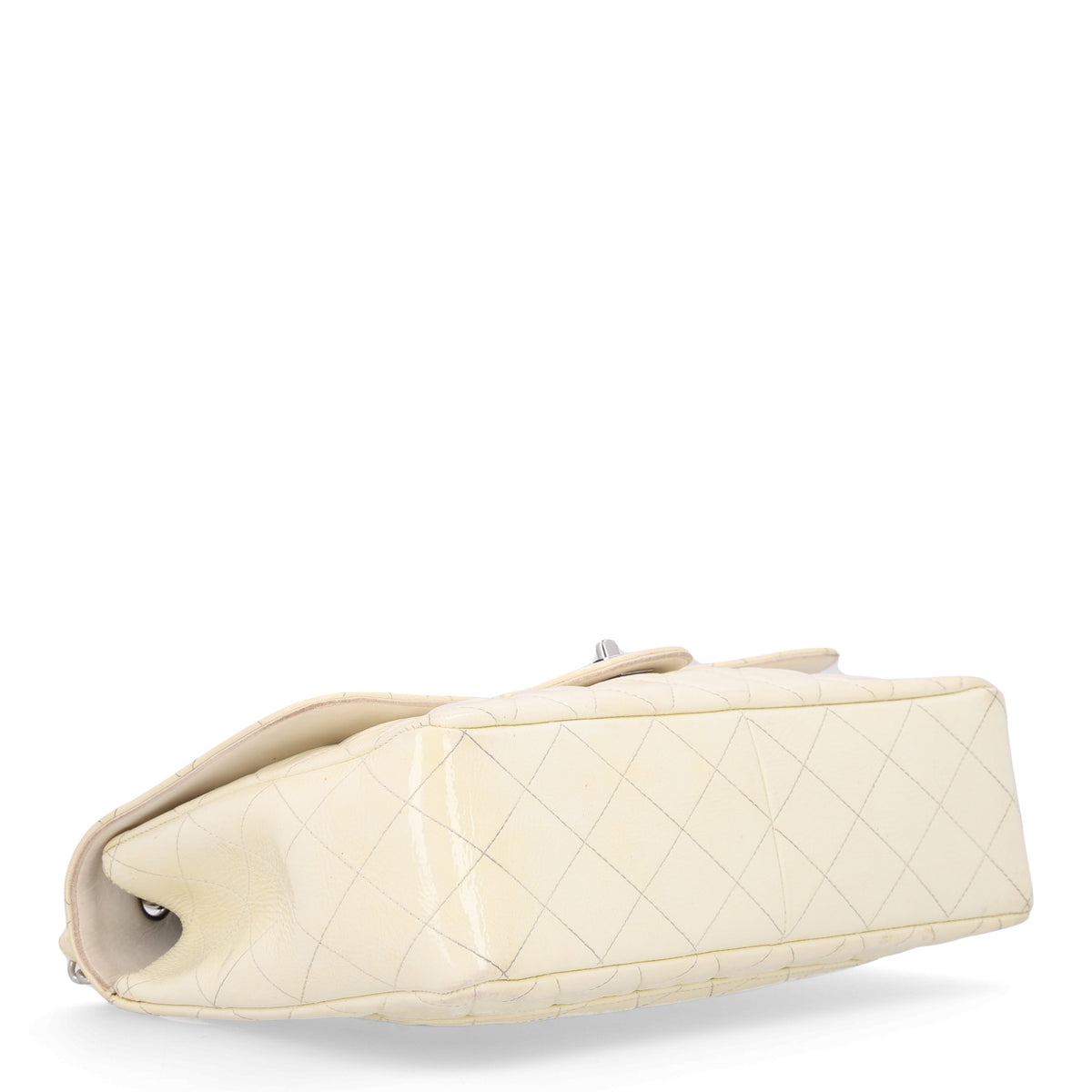 Distressed Patent Jumbo Single Flap White
