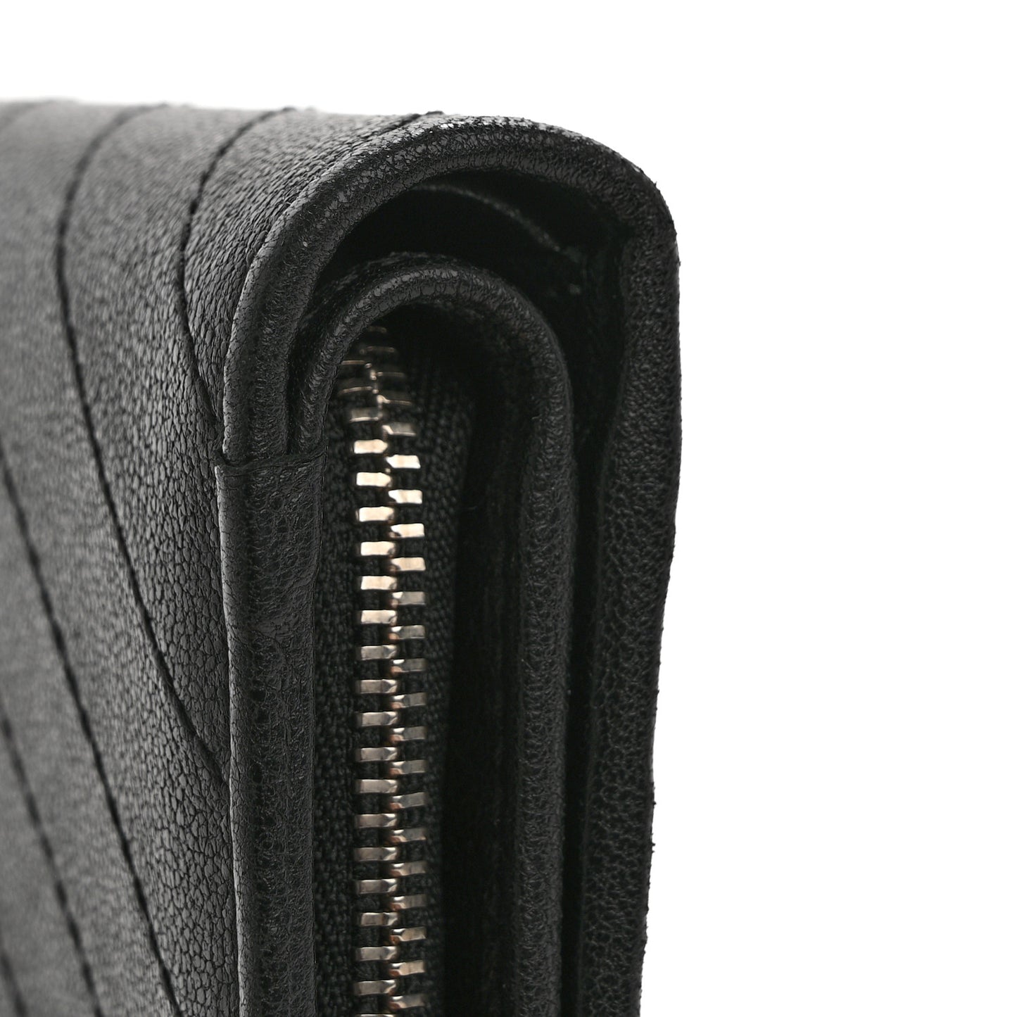 Sakai Be Green Calfskin Diagonal Stitched Blondie Travel Wallet Black