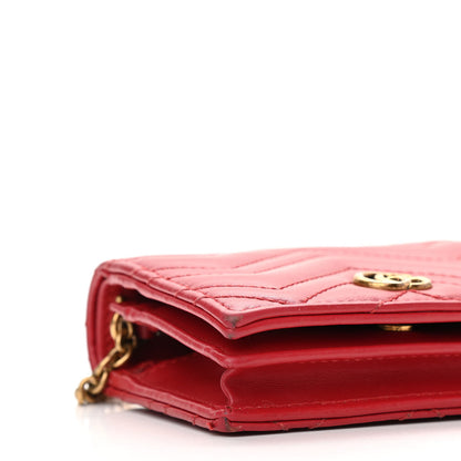 Gucci Calfskin Matelasse Mini GG Marmont Wallet On Chain Hibiscus Red 9 of 11