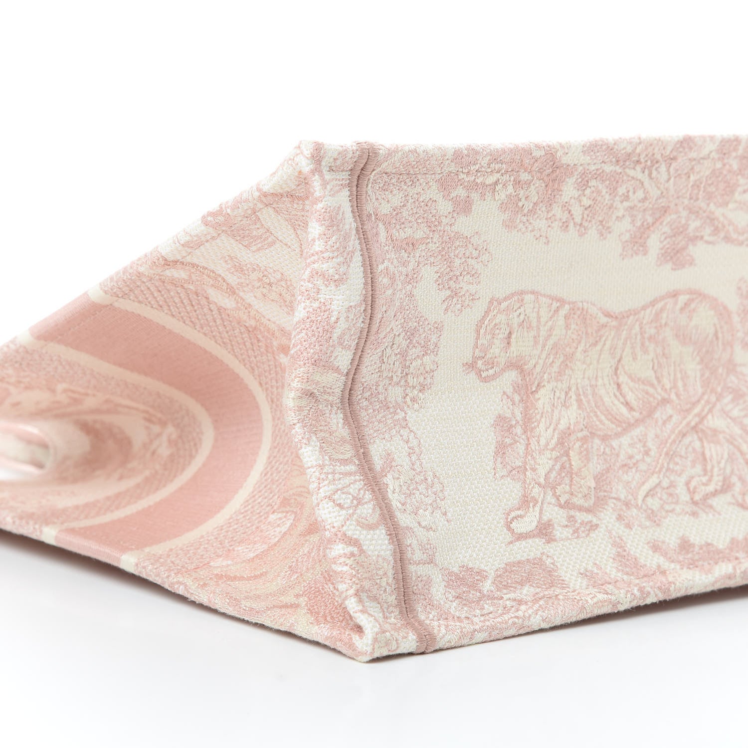 Christian Dior Canvas Embroidered Medium Dioriviera Toile De Jouy Book Tote Rose 9 of 10