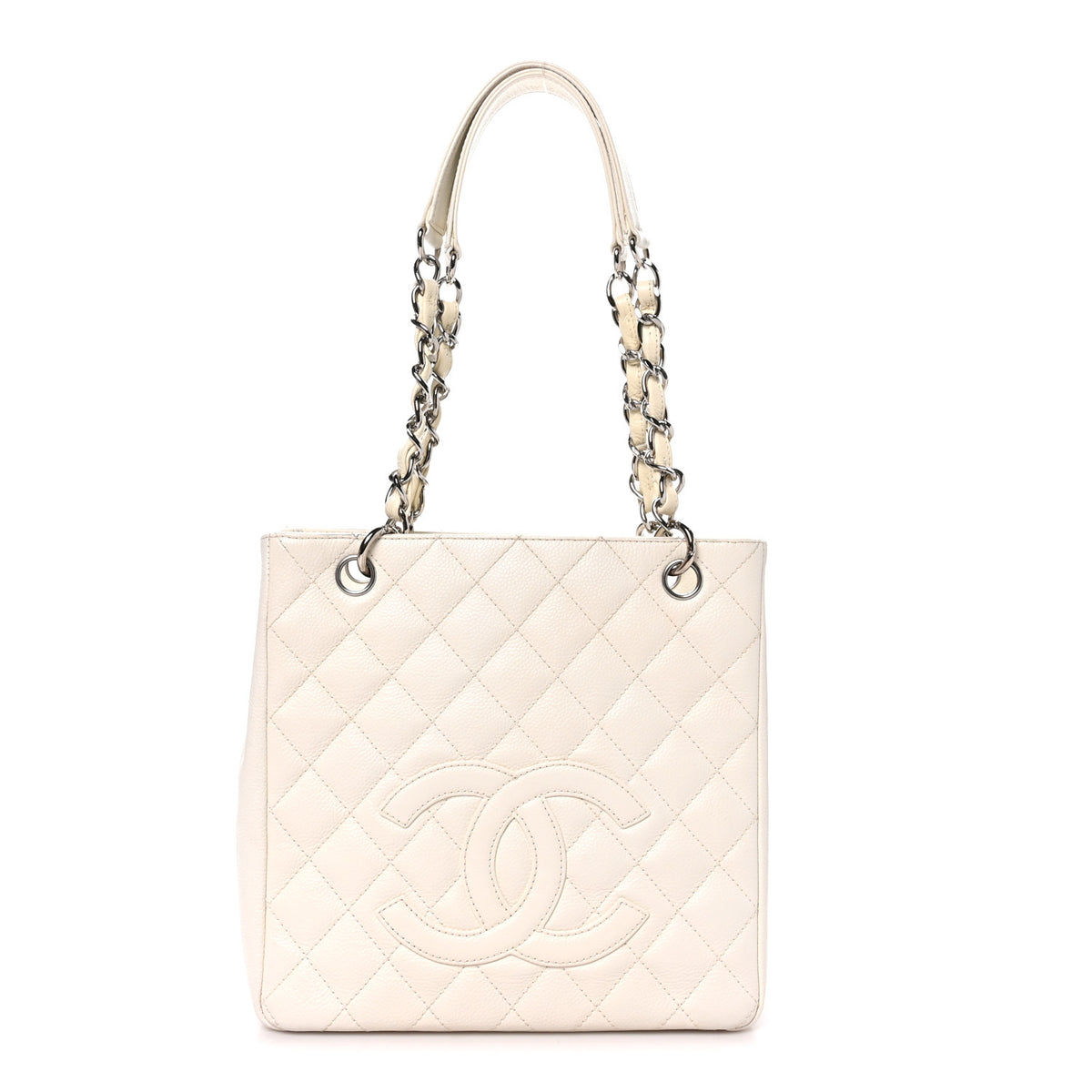 Chanel Caviar Quilted Petit Shopping Tote PST White 1 of 10