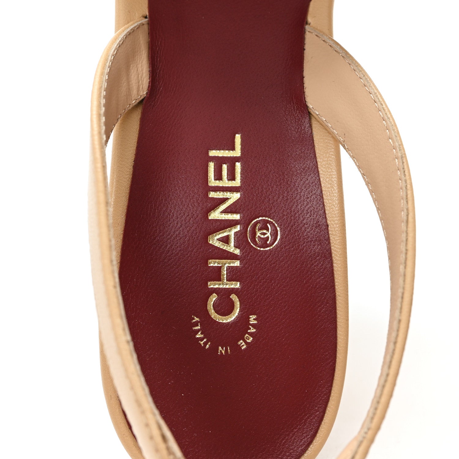 Chanel Lambskin Patent Calfskin Cap Toe CC Slingback Pumps 37 Beige Black 7 of 9