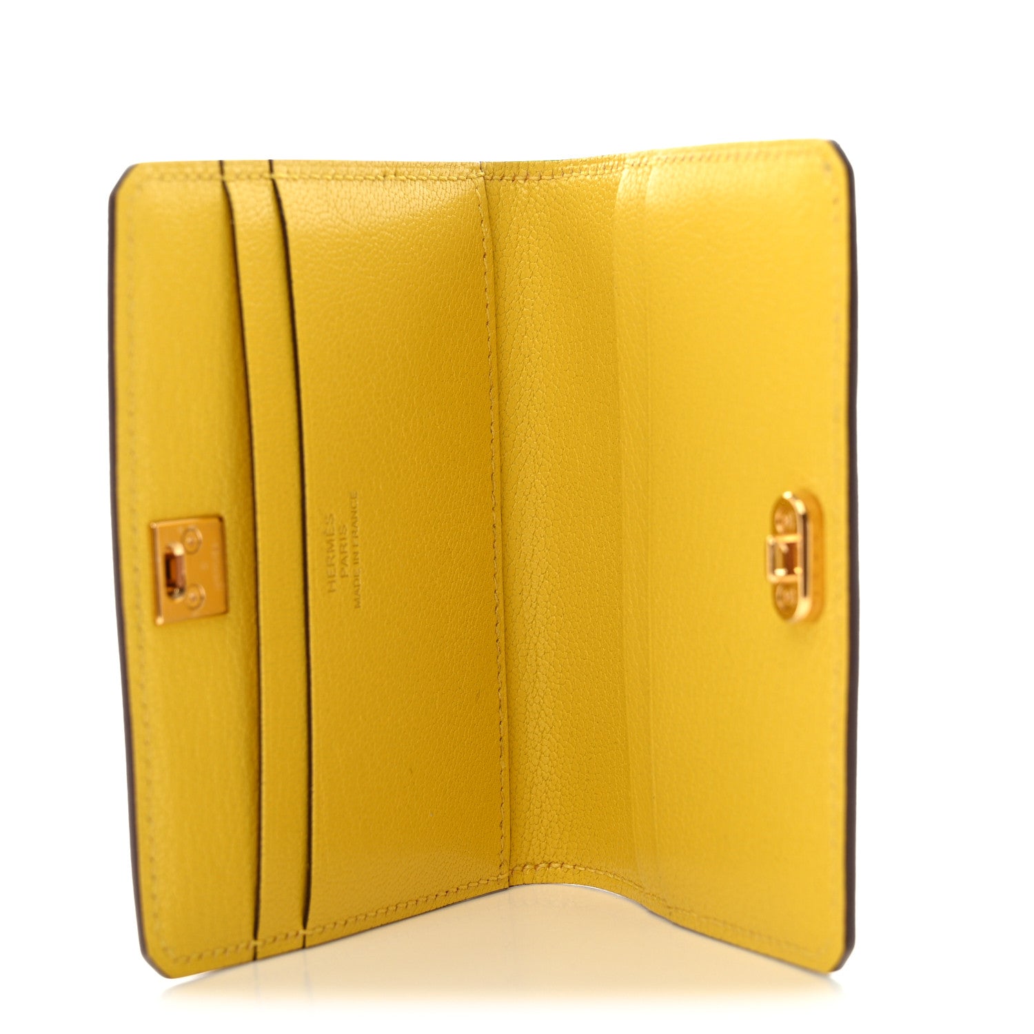 Hermes Chevre Chamkila Medor Card Holder Jaune De Naples 5 of 7