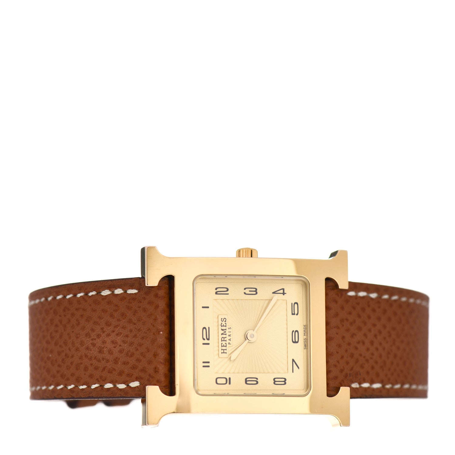 Hermes Stainless Steel Epsom 26mm Heure H Hour Quartz Watch Gold 2 of 5