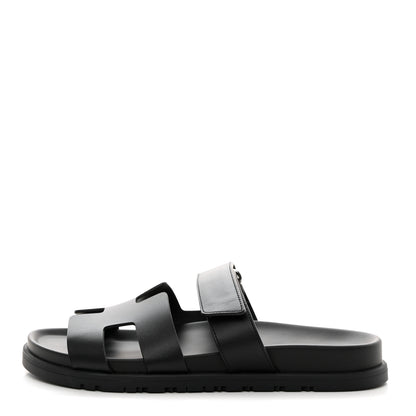 Hermes Calfskin Womens Chypre Sandals 39 Black 1 of 9