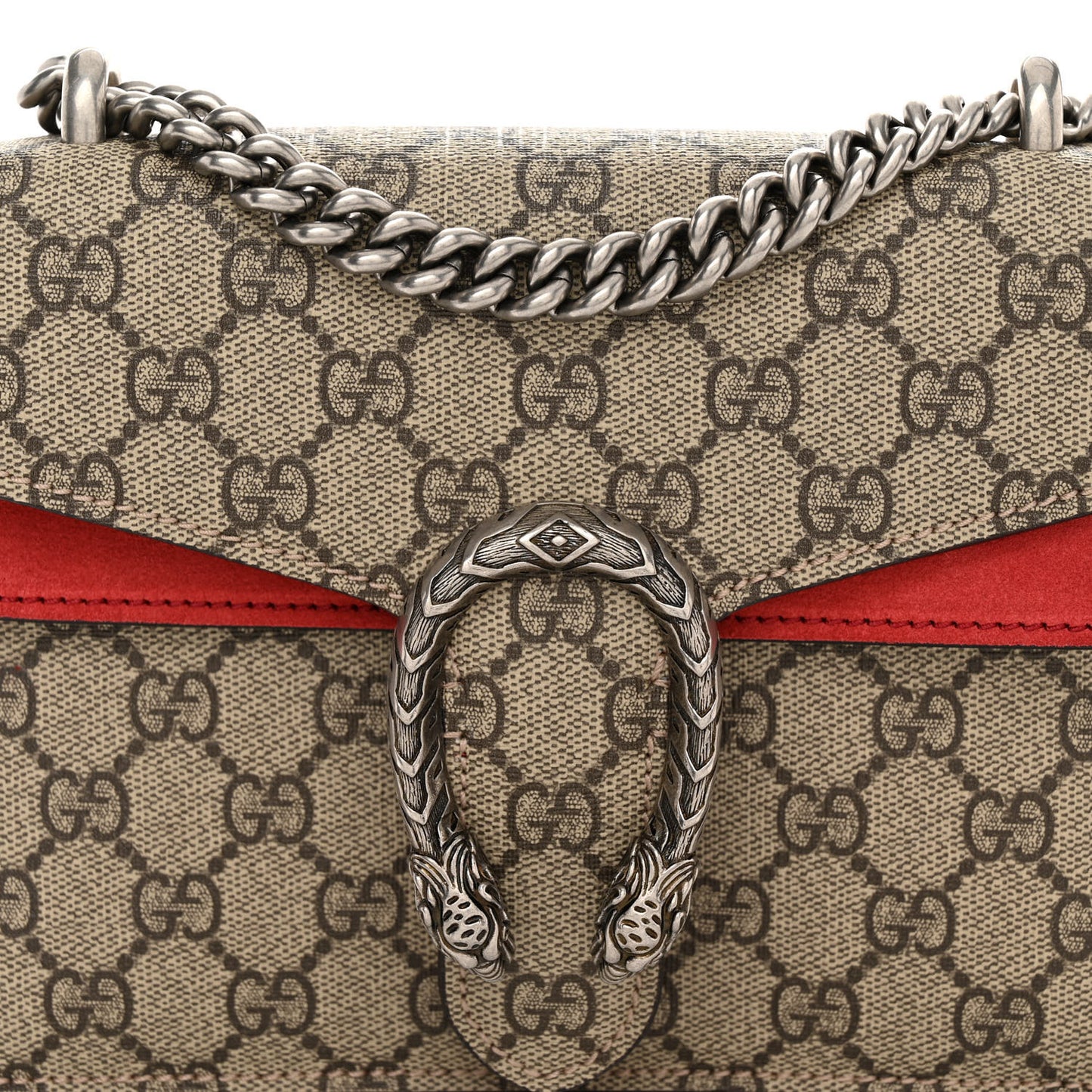 GG Supreme Monogram Mini Dionysus Shoulder Bag Hibiscus Red