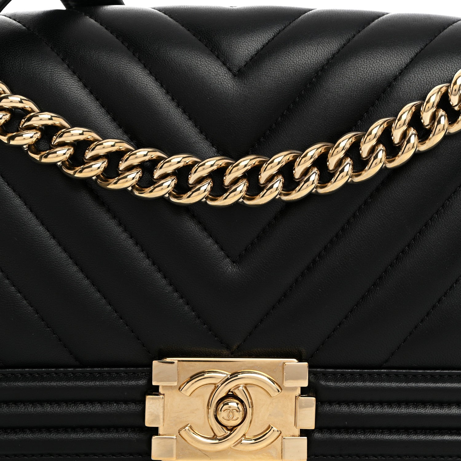 Chanel Lambskin Chevron Quilted Medium Boy Flap Black 8 of 10