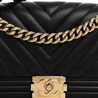 Chanel Lambskin Chevron Quilted Medium Boy Flap Black 8 of 10