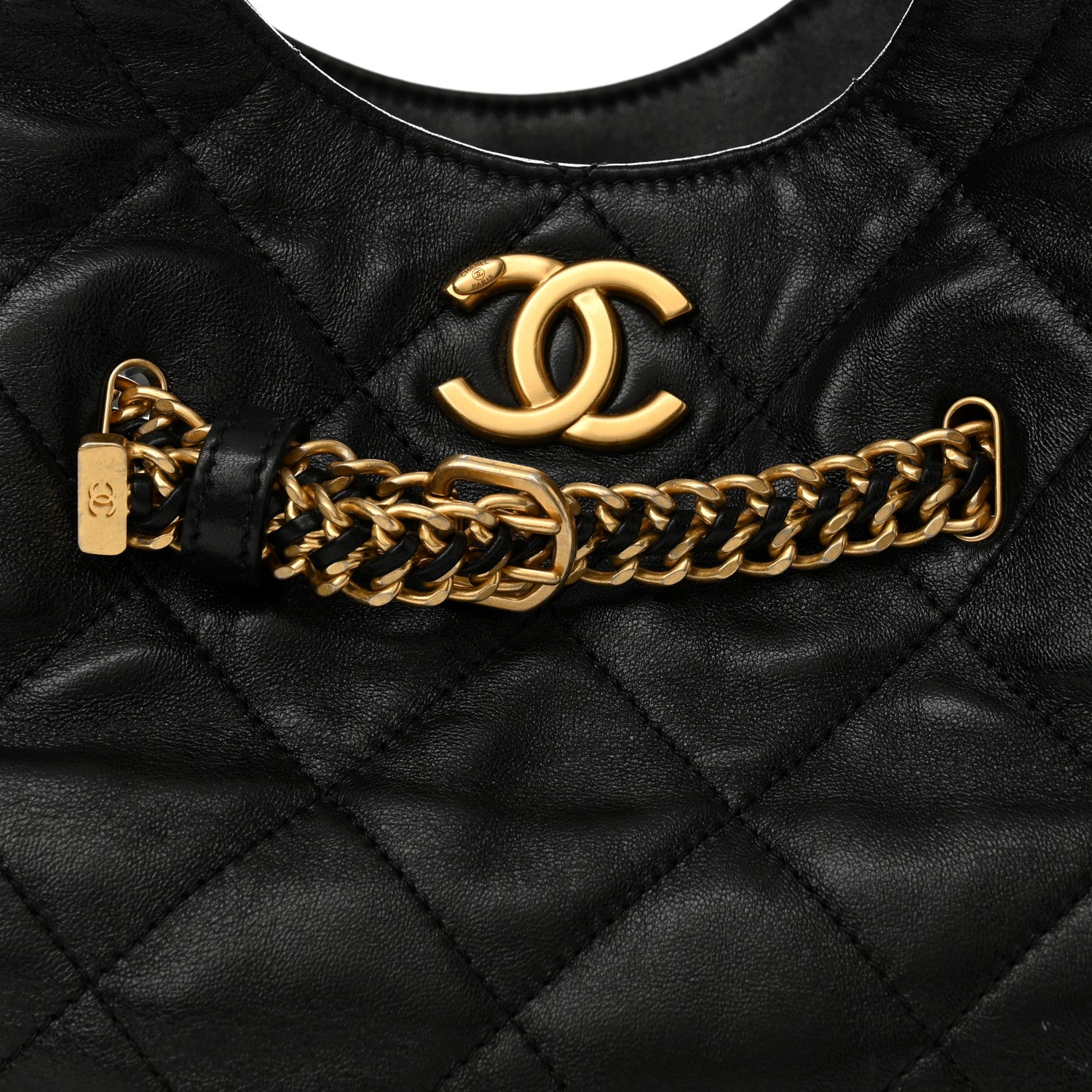 Chanel Shiny Lambskin Quilted CC Belt Shopping Bag Black Black 8 of 11