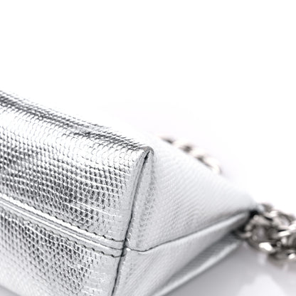 Tom Ford Metallic Lizard Embossed Mini Label Shoulder Bag Silver 10 of 11