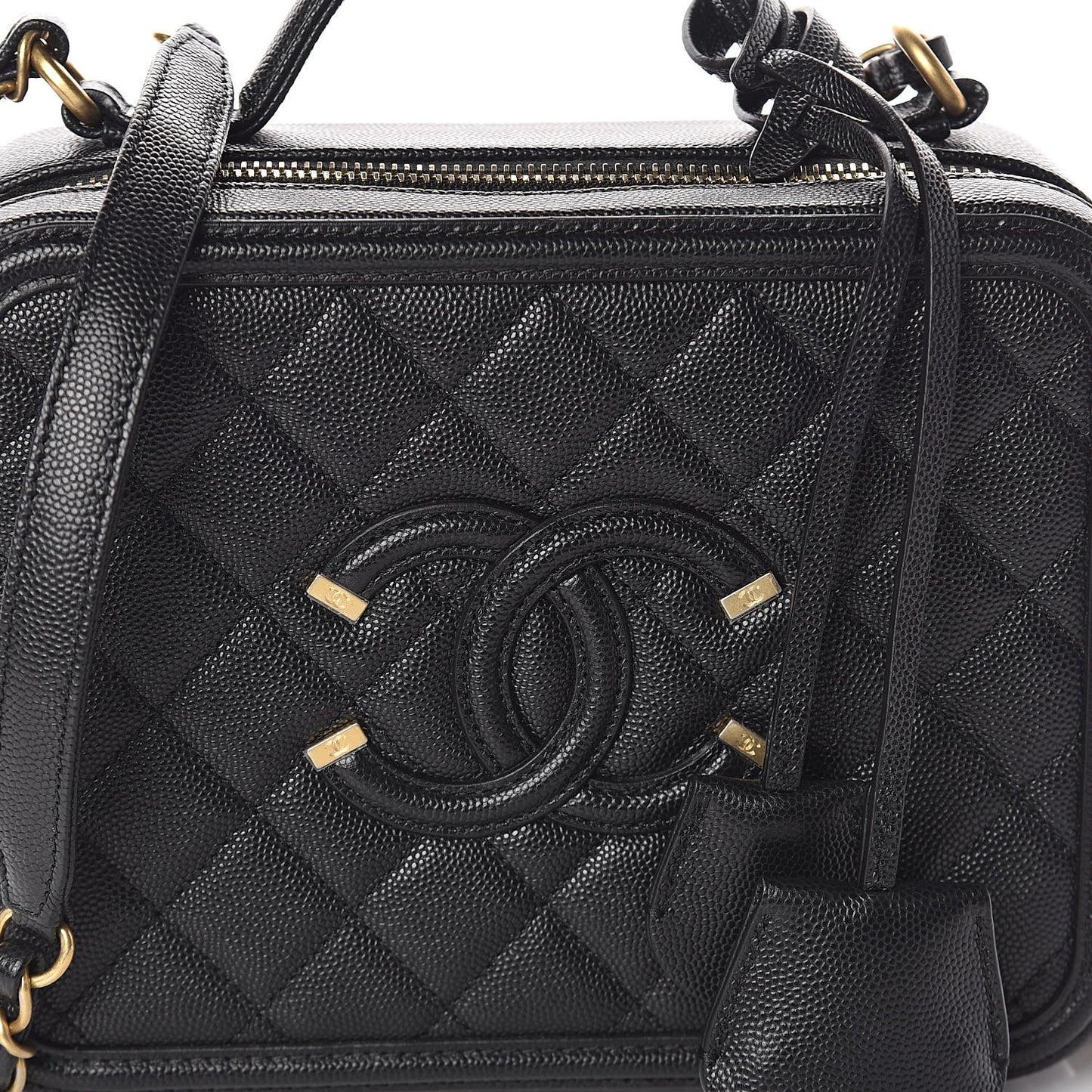 Caviar Quilted Medium CC Filigree Vanity Case Black