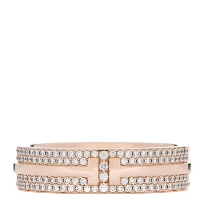 Tiffany 18K Rose Gold Diamond Wide T Two Pave Ring 62 10 1 of 4
