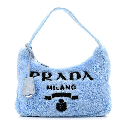 Prada Terry Cloth Mini Re-Edition 2000 Bag Celeste Black 1 of 13