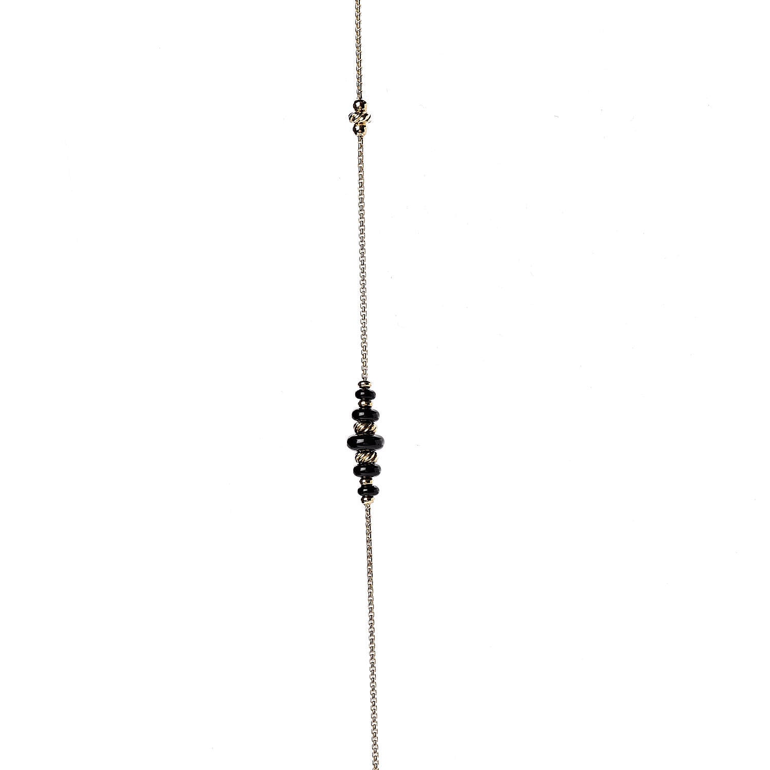 David Yurman 18K Yellow Gold Black Onyx Rio Rondelle Long Station Necklace 5 of 8
