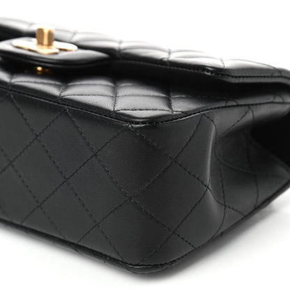 Chanel Lambskin Quilted Mini Top Handle Rectangular Flap Black 9 of 9