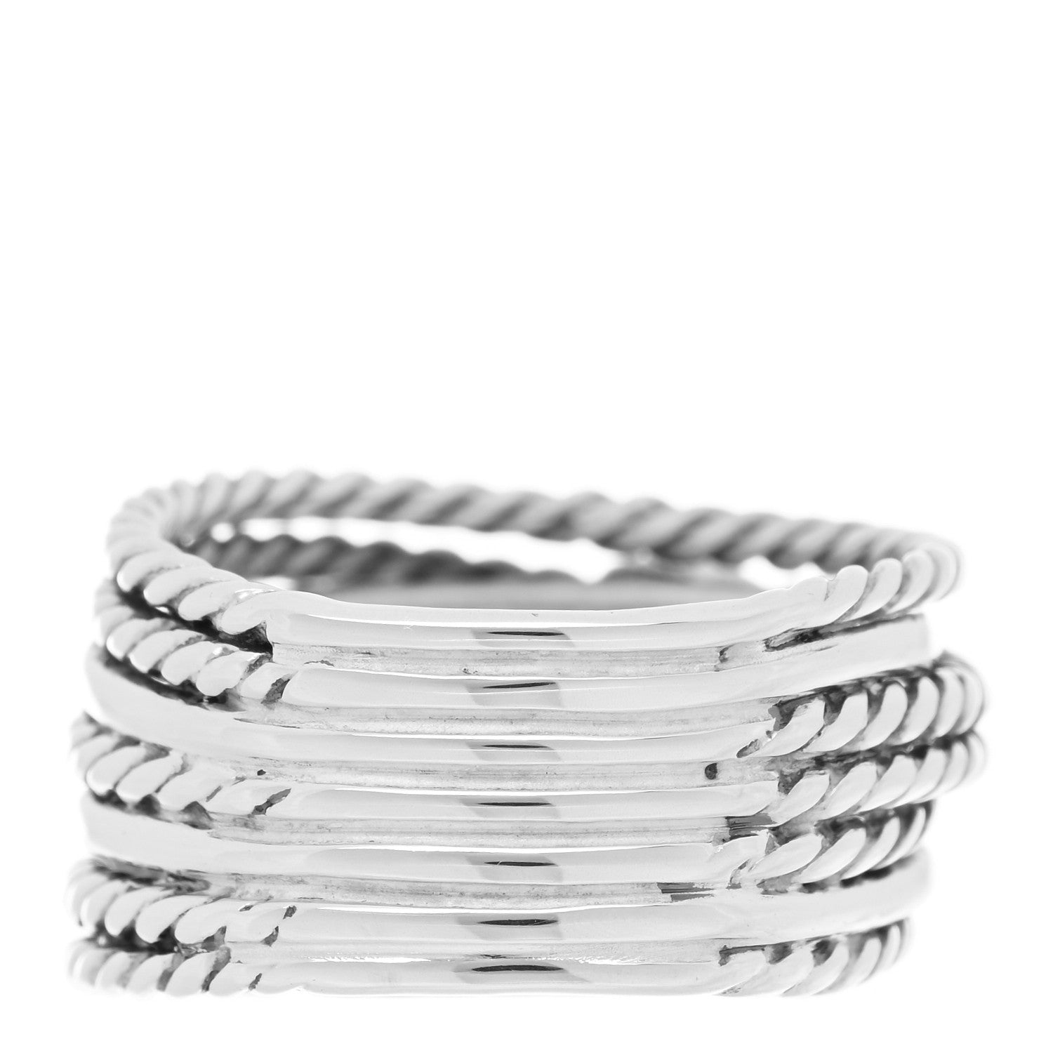 David Yurman Sterling Silver 18K Yellow Gold Double X Crossover Ring 55 7.25 3 of 4