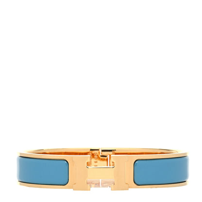 Hermes Enamel Narrow Clic Clac H Bracelet PM Bleu Azure 1 of 6