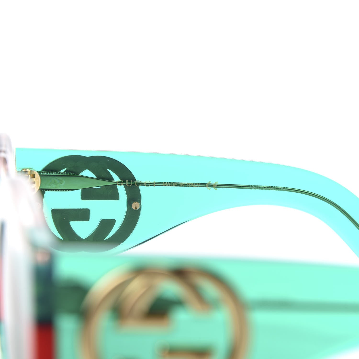 Gucci Acetate Round Frame Sunglasses GG0177S Green Red 5 of 8