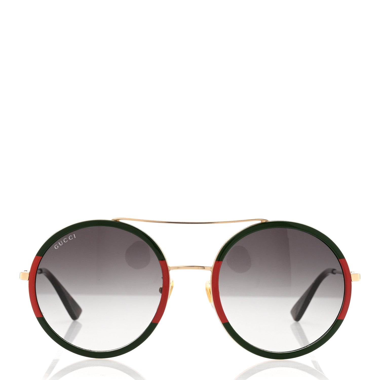 Gucci Metal Round Frame Sunglasses GG0061S Green Red 2 of 6