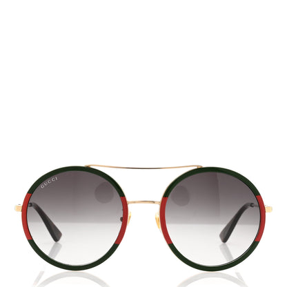 Gucci Metal Round Frame Sunglasses GG0061S Green Red 2 of 6