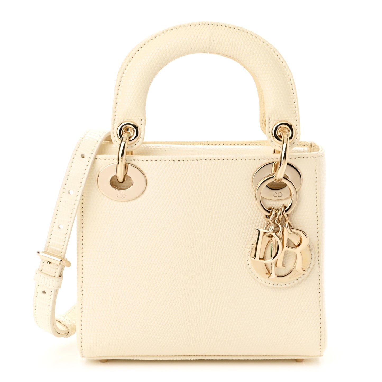 Lizard Mini Lady Dior White