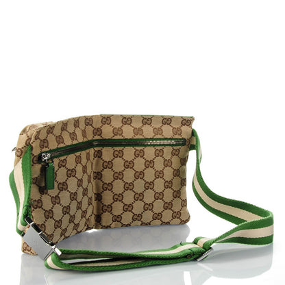 Gucci GG Monogram Web Double Pocket Belt Bag Green 3 of 7