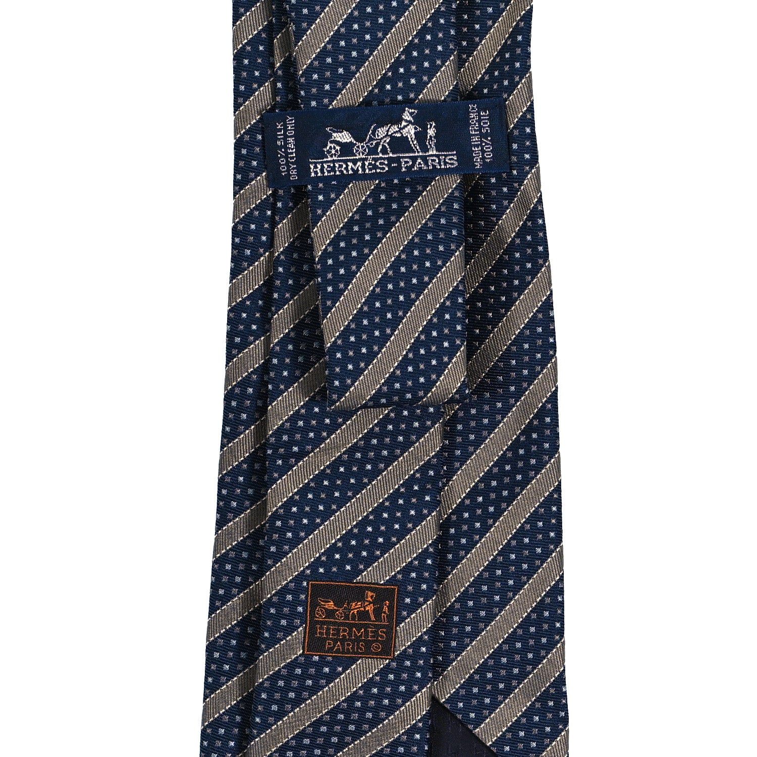 Hermes Silk Printed Mens Neck Tie Marine 3 of 3