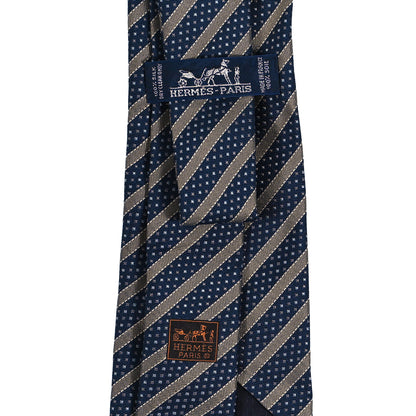 Hermes Silk Printed Mens Neck Tie Marine 3 of 3