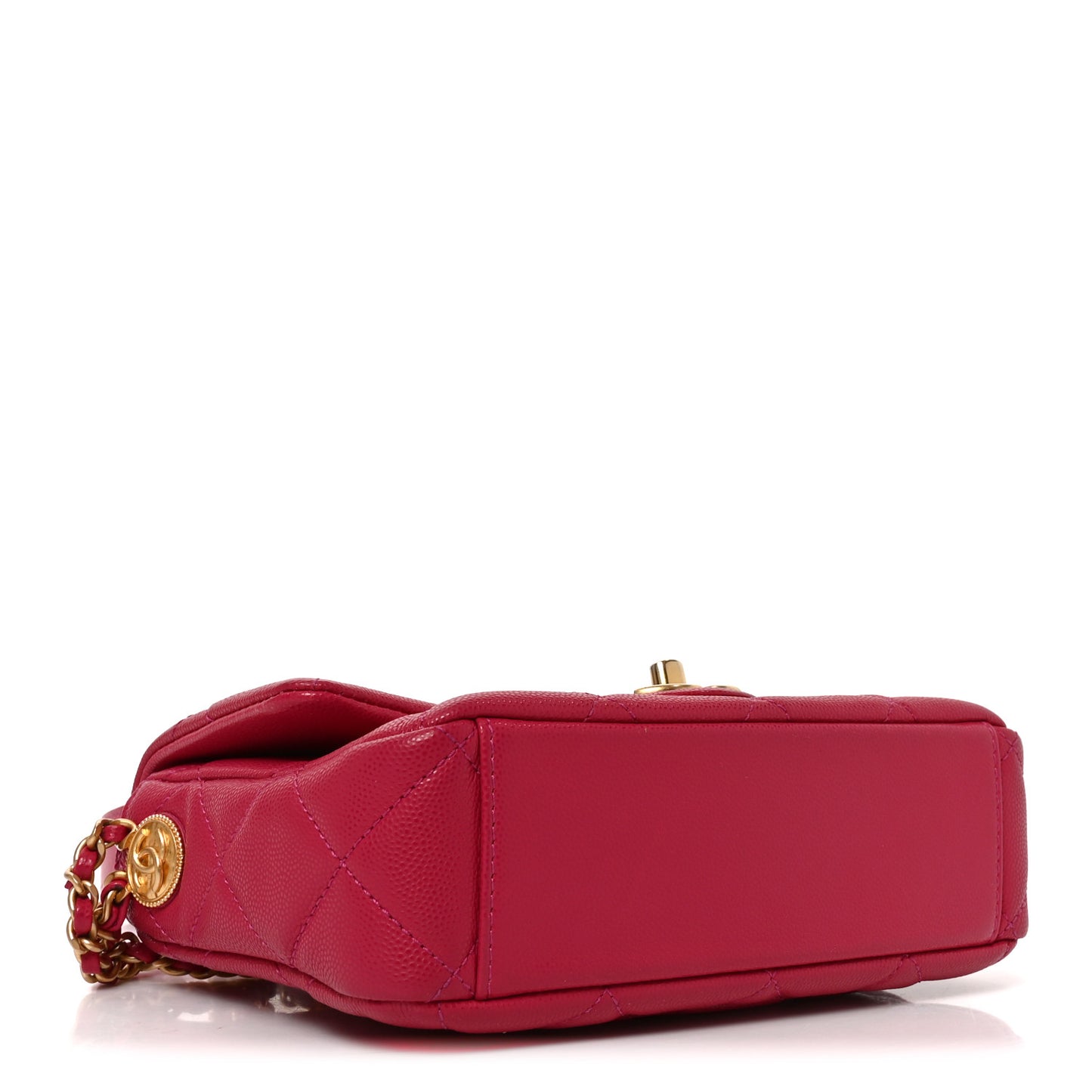 Caviar Quilted Small Twist Your Buttons Flap Fuchsia