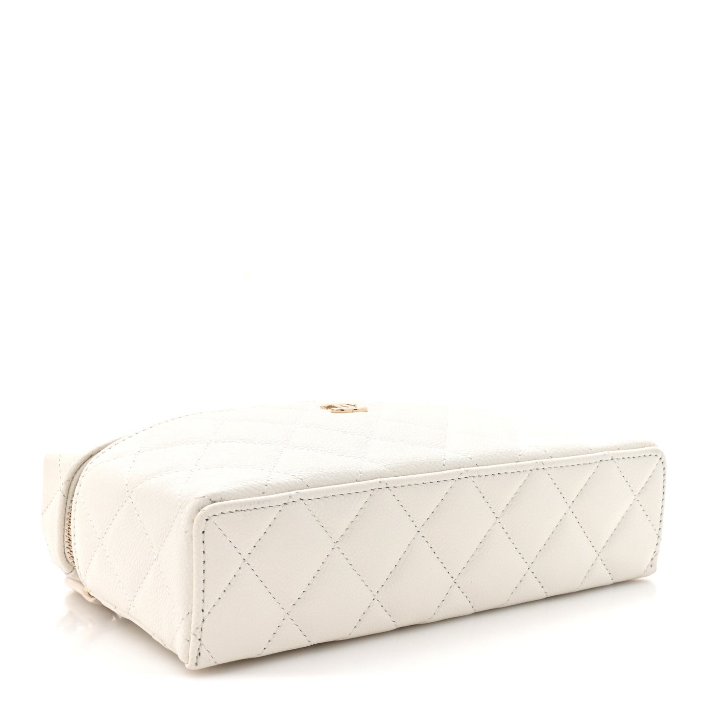 Caviar Quilted Top Handle Slim Vanity With Chain White