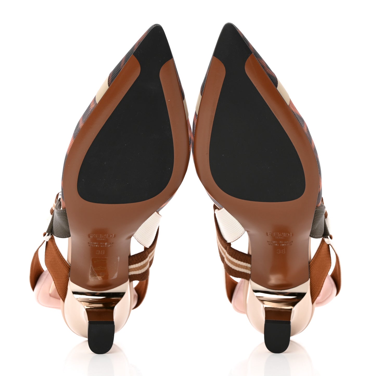 Technical Mesh FF Colibri 55mm Slingback Pumps 38 Tobacco Moro Camelia