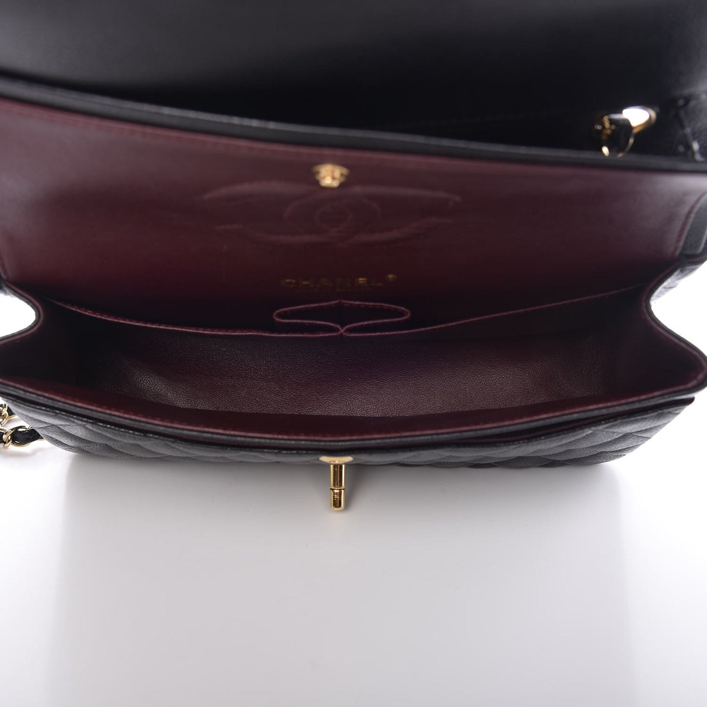 Caviar Quilted Medium Double Flap Black