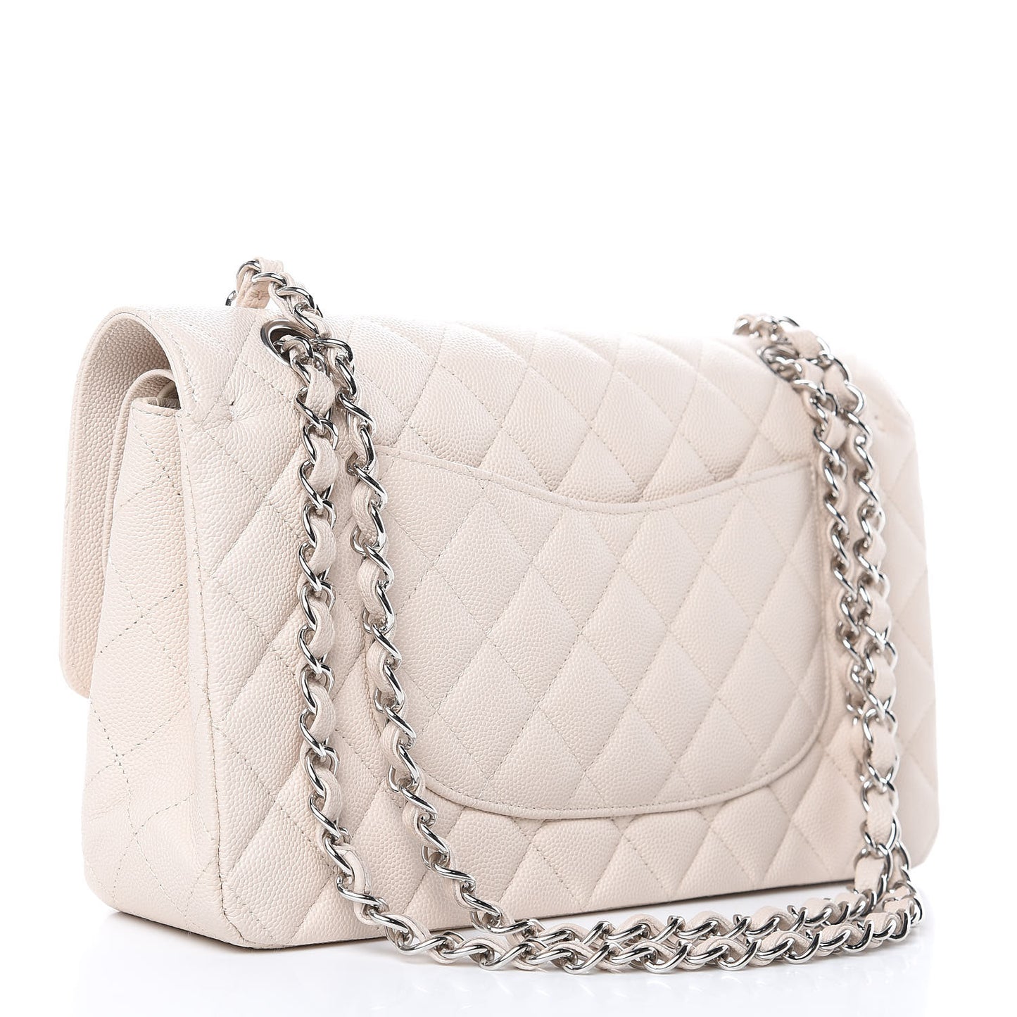 Caviar Quilted Medium Double Flap Light Beige