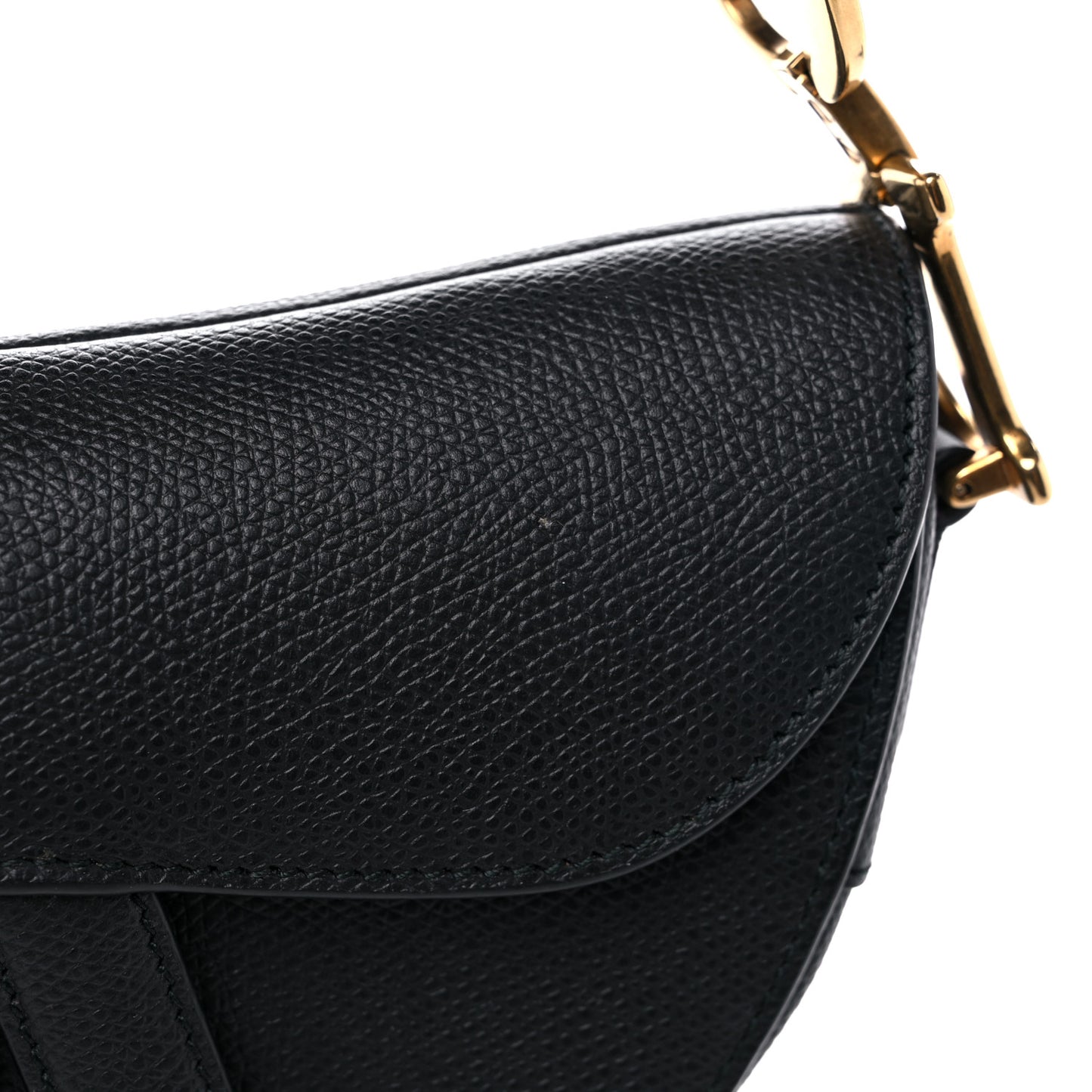 Grained Calfskin Mini Saddle Bag Black