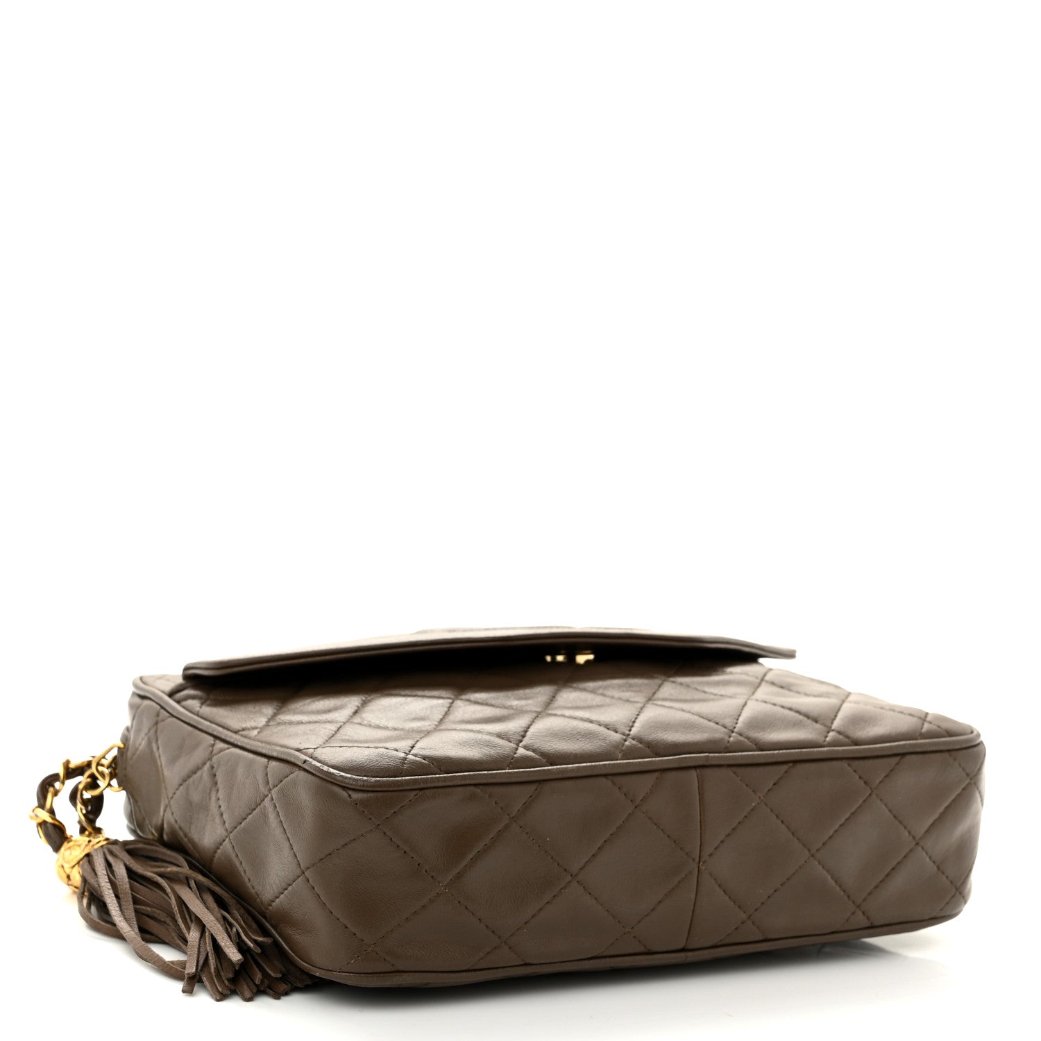 Chanel Lambskin Quilted Tassel Camera Case Brown 4 of 12