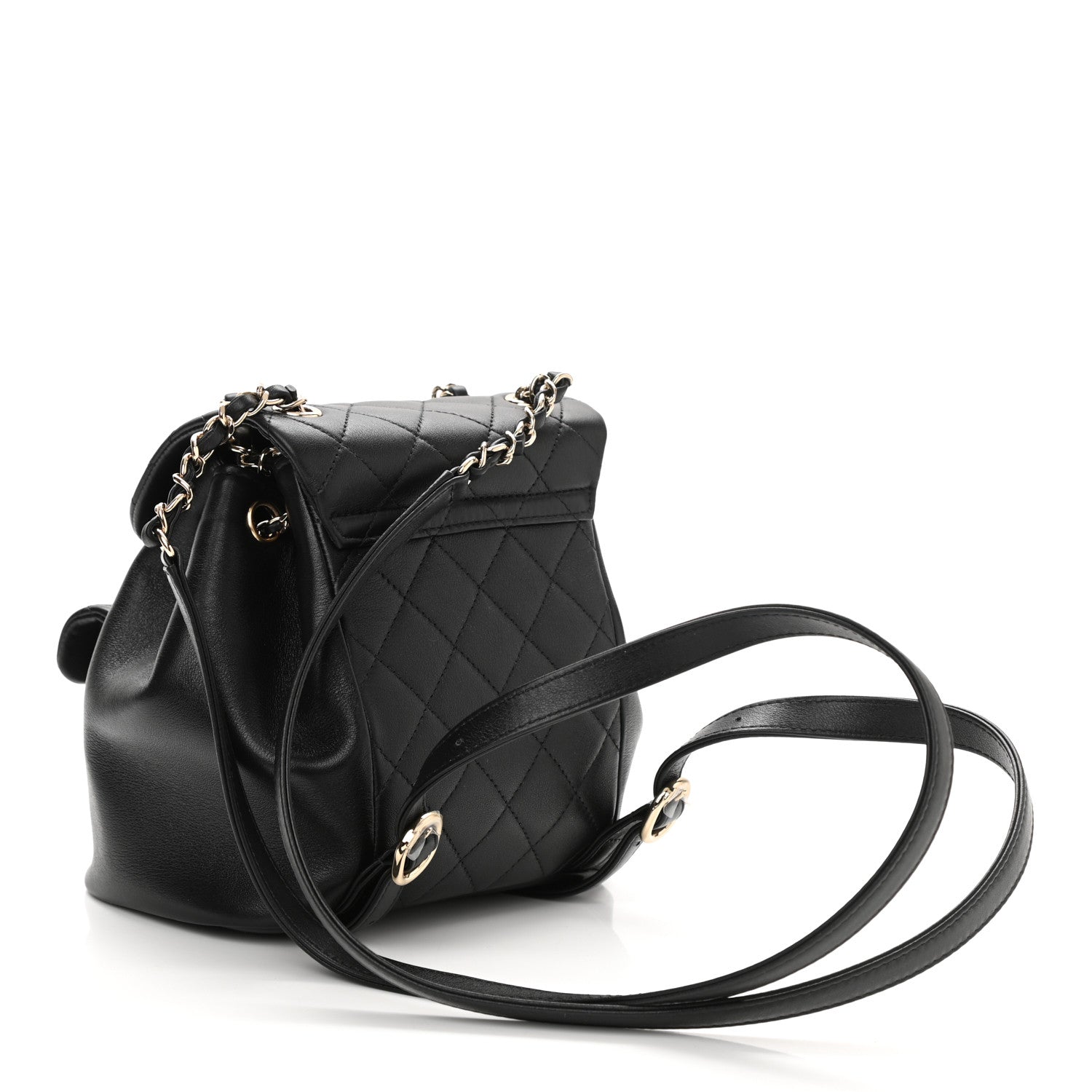 Chanel Lambskin Quilted Small Duma Drawstring Backpack Black 3 of 10