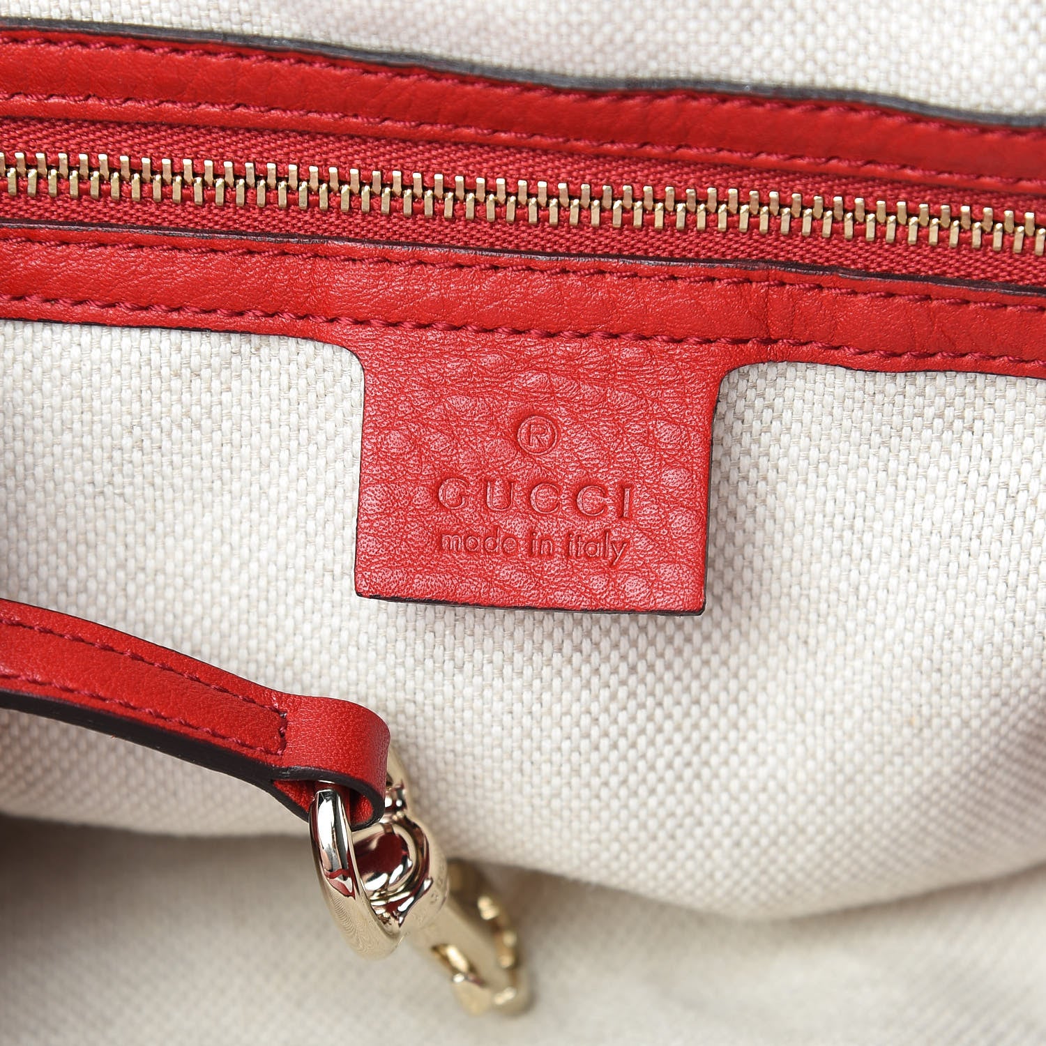 Gucci Pebbled Calfskin Large Soho Shoulder Bag Red 6 of 10
