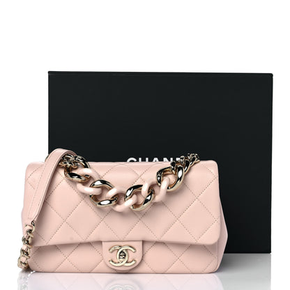 Chanel Lambskin Quilted Resin Bi-Color Chain Flap Bag Light Beige 9 of 9