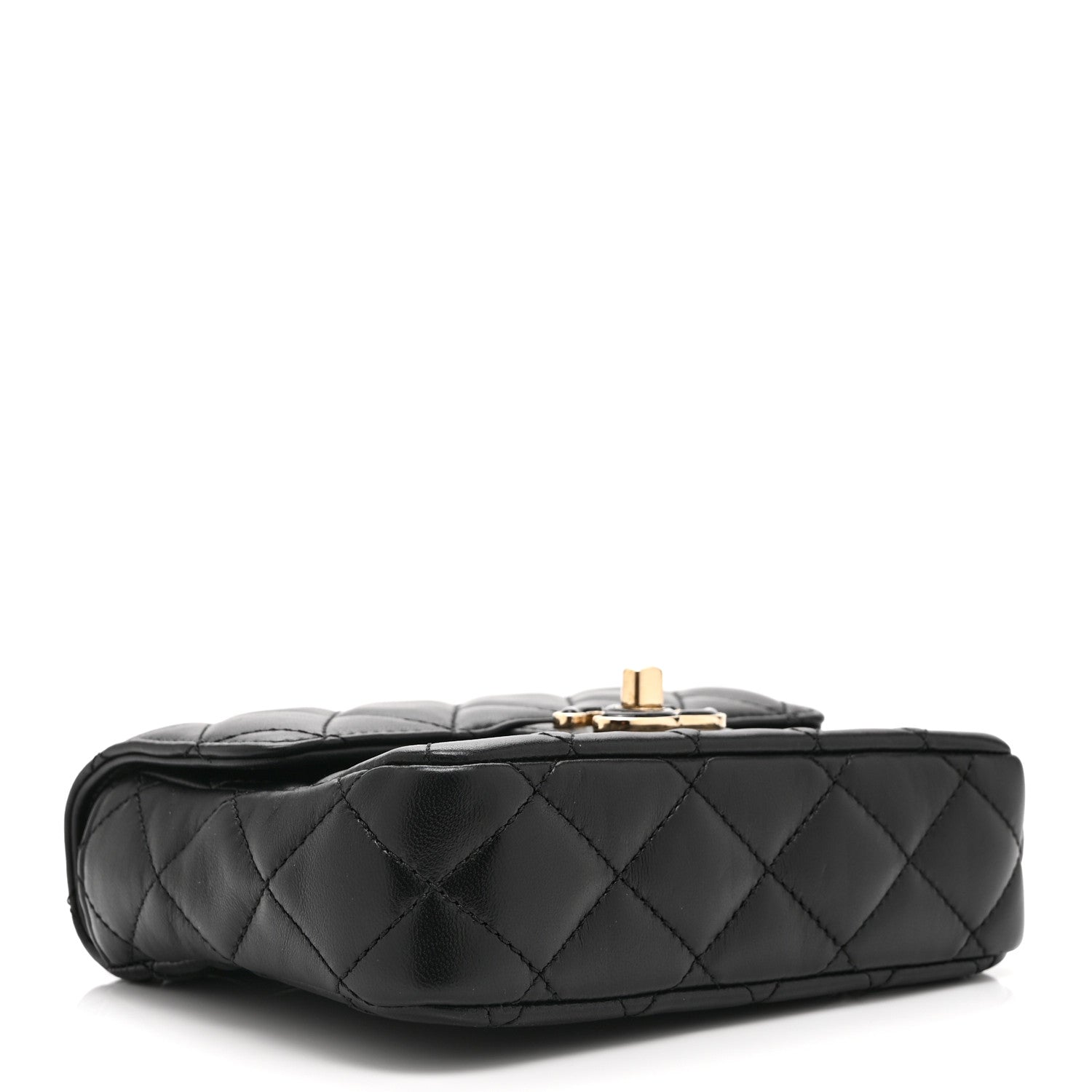 Chanel Lambskin Resin Quilted Mini Heart Square Flap Black 1951418