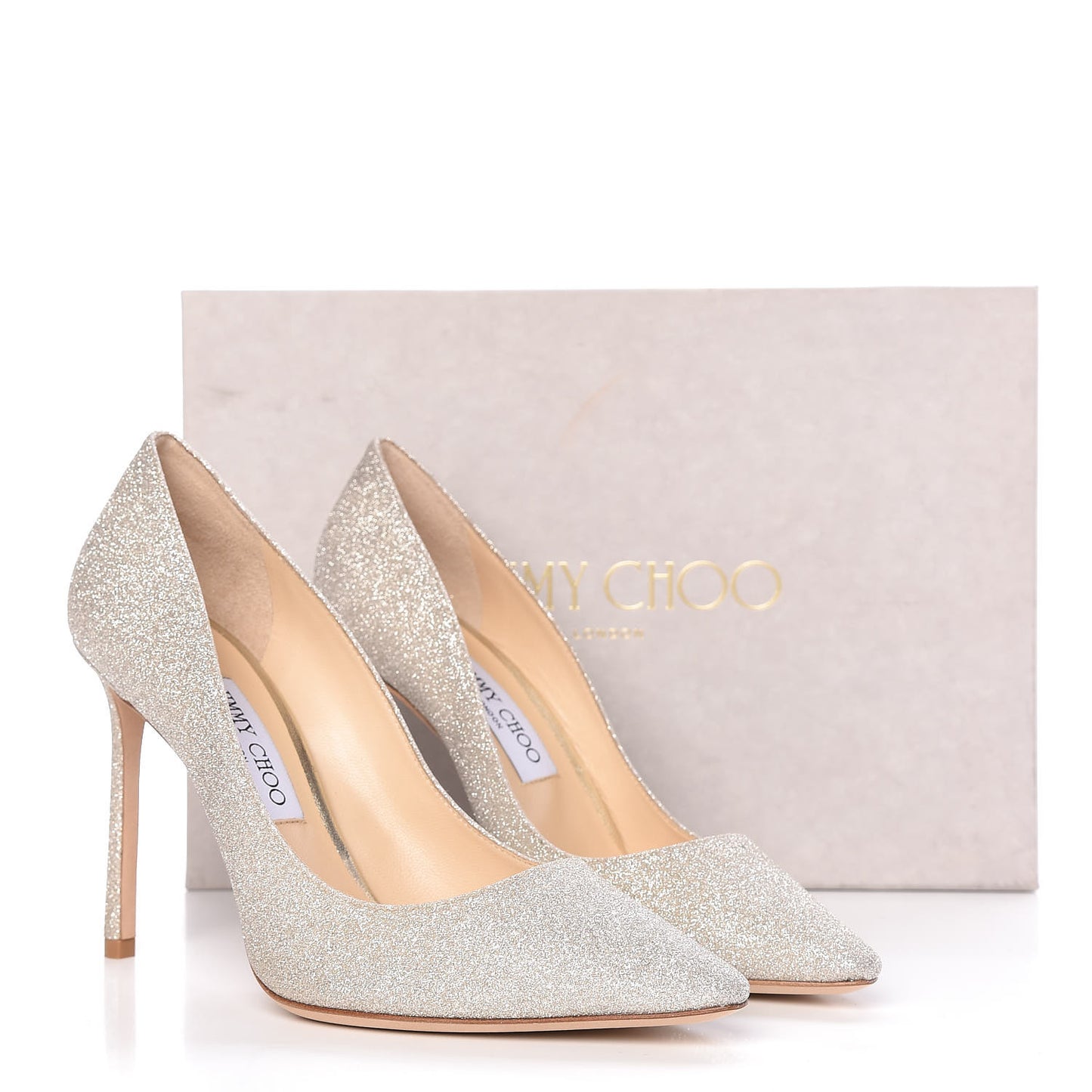Glitter Pointy Toe Romy 100 Pumps 39 Platinum Ice