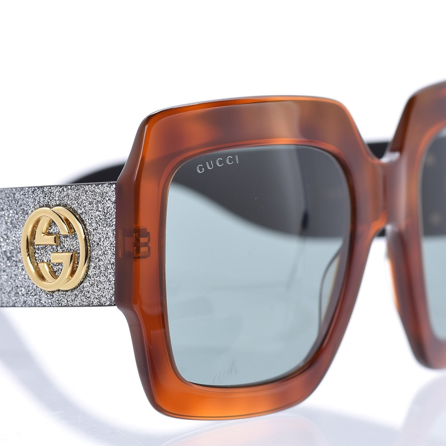 Square Frame GG0102S Sunglasses Glitter Silver Multi