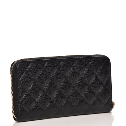 Chanel Caviar Quilted Large Gusset Zip Around Wallet Black 3 of 8